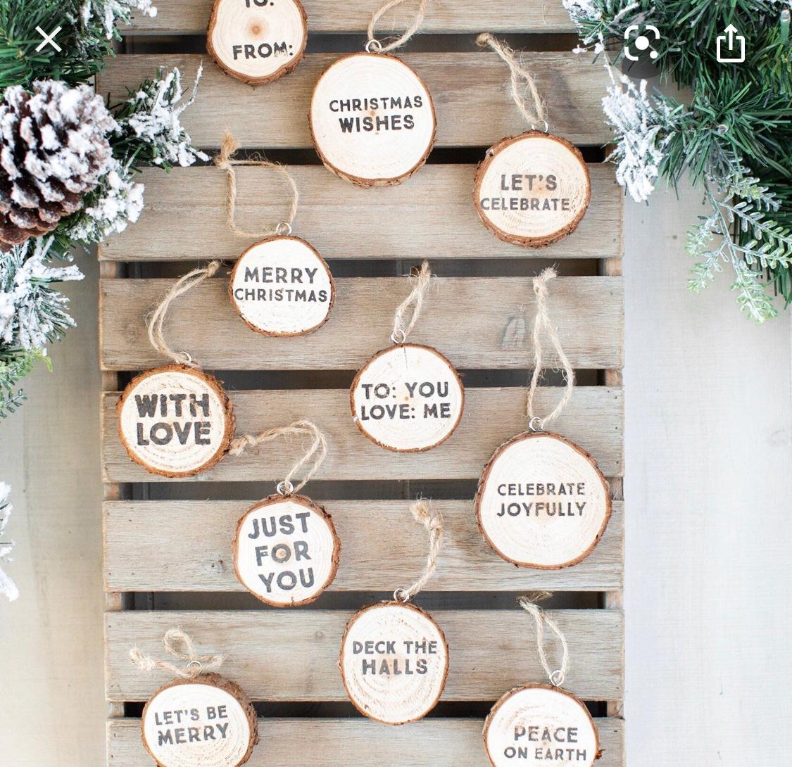 SET 3 WOOD SLICE TAG