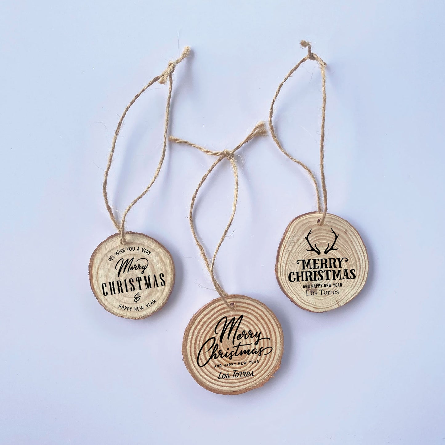 SET 3 WOOD SLICE TAG