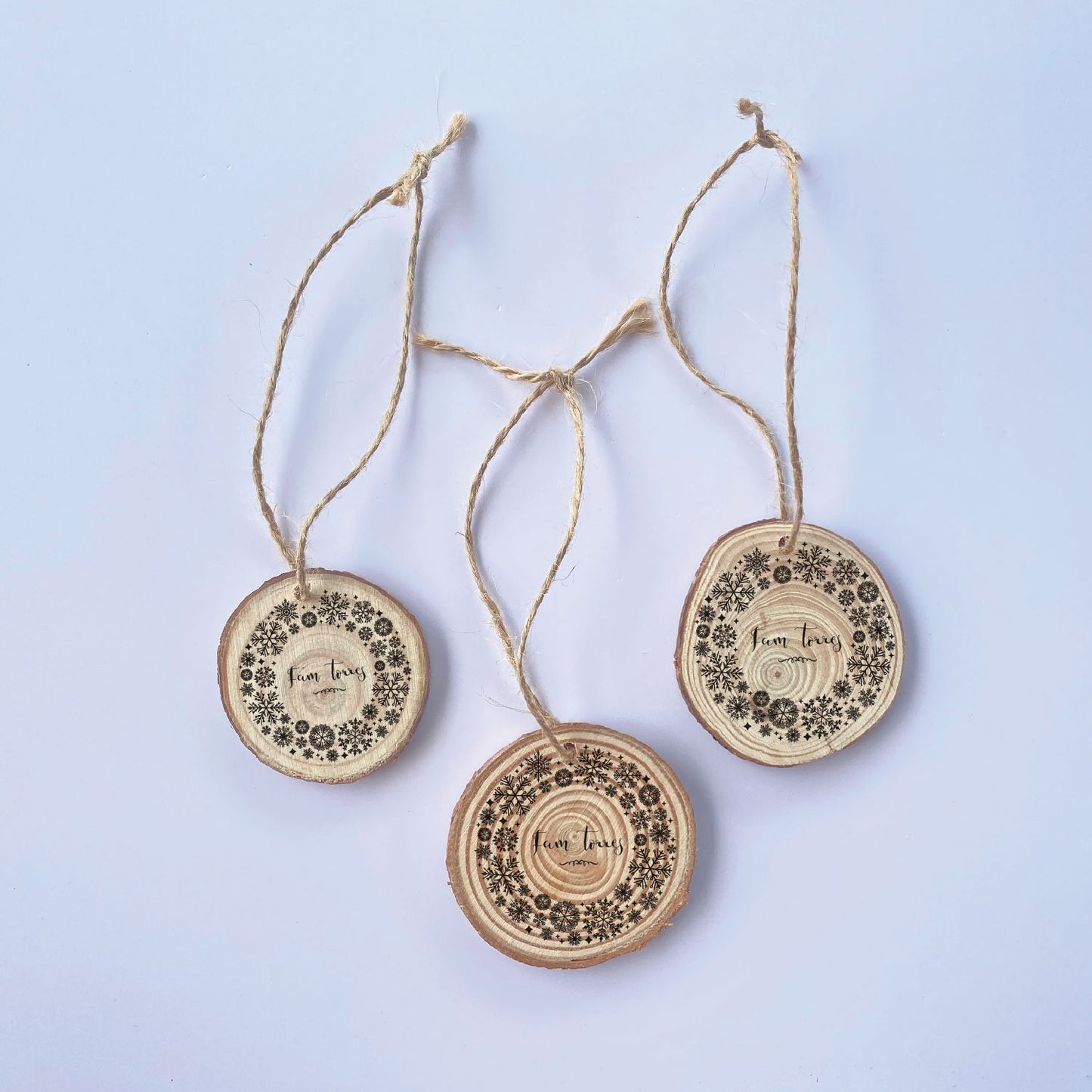 SET 3 WOOD SLICE TAG