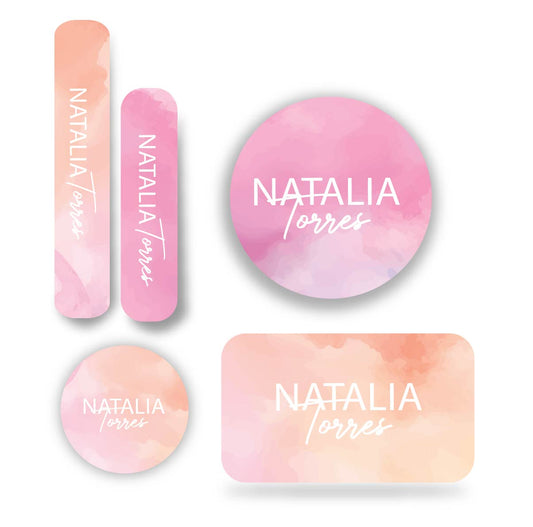 Name tag Niña Nombre watercolor