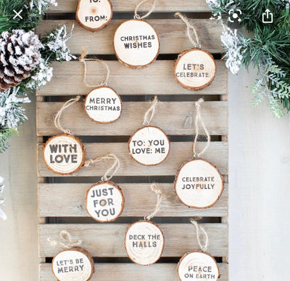 SET 3 WOOD SLICE TAG