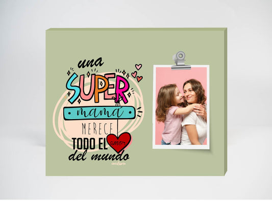 MDF con ganchito Super Mamá