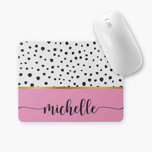 MOUSE PAD BLACK DOTS & PINK