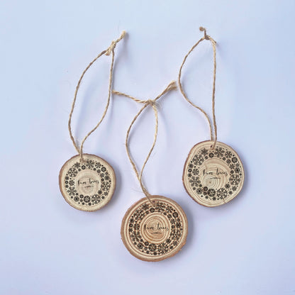 SET 3 WOOD SLICE TAG